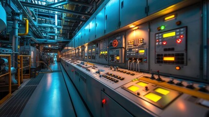 Electric voltage control room of a plant - obrazy, fototapety, plakaty