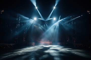 A spotlight illuminates a stage, centering attention on a performer and exemplifying the...