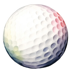 Watercolor illustration of a cute cartoon golf ball. Sport games. Transparent background, png