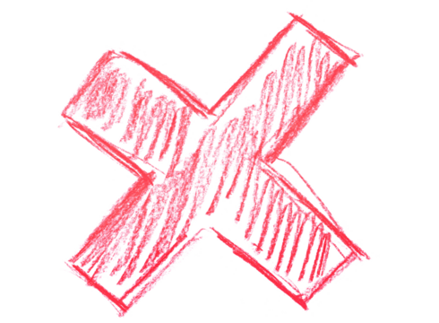 Sign X hand draw, chalk sketching isolated on white