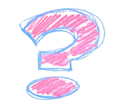 Question mark, hand draw, chalk sketching isolated on white