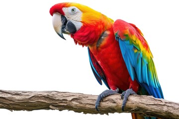 Obraz premium Colorful macaw parrot happily perched on a branch