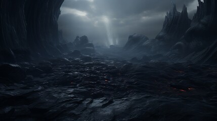 black marble landscape, the gate of hell
