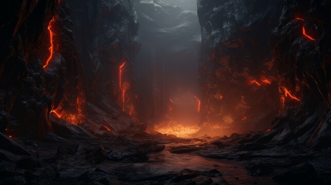 black marble landscape, the gate of hell