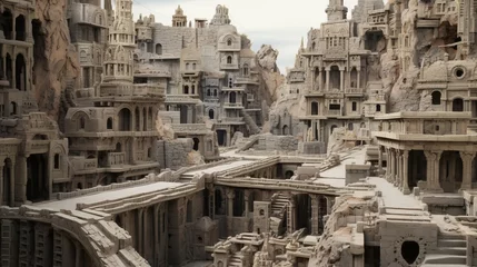 Fototapeten street view of a city made entirely out of stone © medienvirus