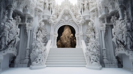 the entrance of Valhalla made in marble white stone - obrazy, fototapety, plakaty