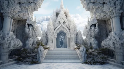 Poster the entrance of Valhalla made in marble white stone © medienvirus