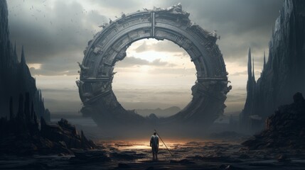 a stargate made of stone that form a circle - obrazy, fototapety, plakaty