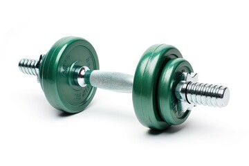 Fototapeta premium Isolated green dumbbell without barbell on white background a gym item