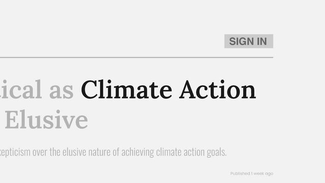 Term 'Climate action' highlighted on FAKE headlines news publications. Titles on white background. Can be used for editorial AND non editorial content as everything is 100% fake