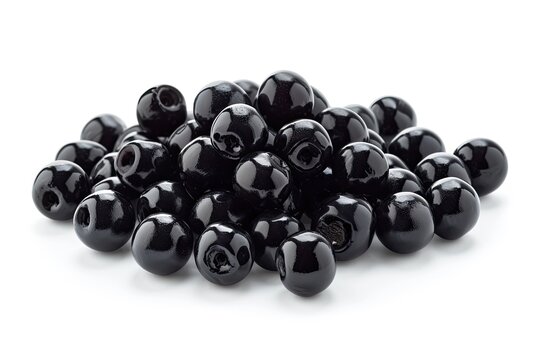 Bubble tea s black tapioca pearls separated on white background With clipping path included