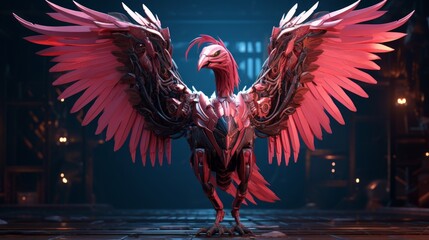 robot flamingo with wings