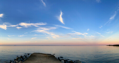 sunset gradient over Delaware Bay panorama