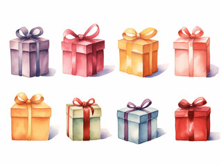 Illustration of Festive Watercolor Gift Box Artwork