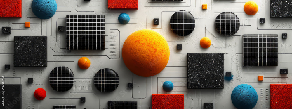 Poster vibrant mosaic: a whimsical wall with an array of multicolored objects on display
