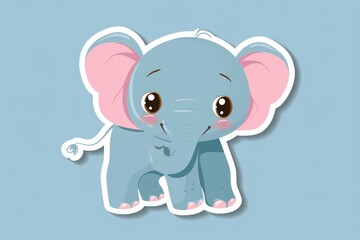 An adorable cartoon elephant with bright pink ears stands out among a sea of clipart animals, adding a playful touch to any illustration or drawing