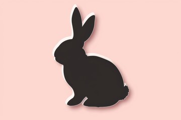Fototapeta premium A mysterious black rabbit stands in stark contrast against a white backdrop, its silhouette evoking a sense of wonder and intrigue