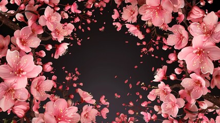 Cherry blossom wreath card design , generative ai, 