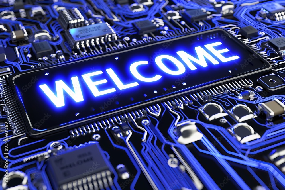 Aufkleber dazzling holographic welcome icon shining brightly in the air, creating an interactive display.