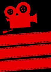 Black and red cinema banner with space for text or lettering