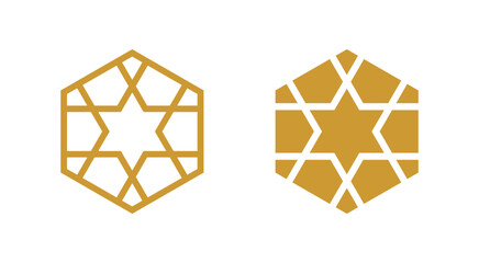 Islamic Ornament Set with Gold Color - Flat Design - Editable Vector : Suitable for Islamic Theme and Other Graphic Related Assets.