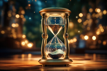 An hourglass with digital sand, representing the timeless nature of trust and reliability. Generative Ai.