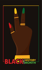 Black history month poster Protest hand gesture Vector