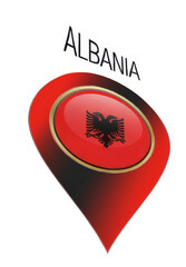 Illustration of a Pin with the Flag of Albania for Stickers	
