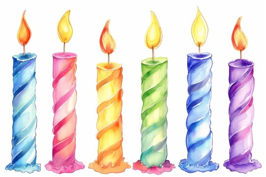 Watercolor birthday candles Generative AI