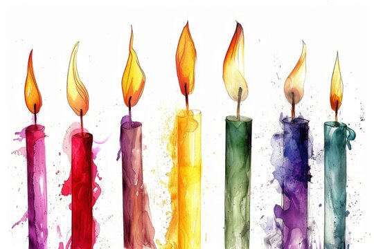 Watercolor candles Generative AI