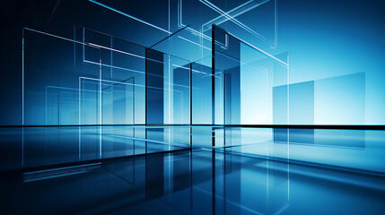 Exposure of modern abstract glass architecture.