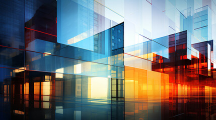 Exposure of modern abstract glass architecture.