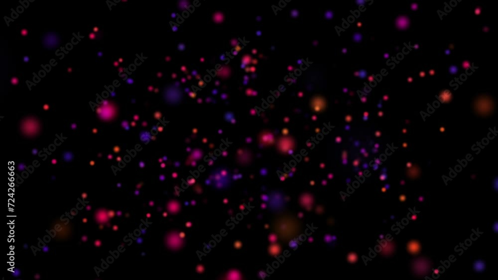 Wall mural colorful floating particles background bokeh lights background on black background