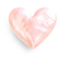 Isolated heart figure. Mother-of-pearl heart figure on a white background with shadow. Valentines day greeting card. Close-up.
