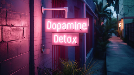 Dopamine detox neon sign - Generative Ai