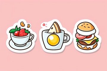 An appetizing array of animated fast food illustrations, playfully drawn in cartoon style and perfect for adding a pop of flavor to any project