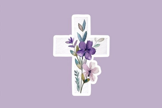 A Delicate Lavender Cross Adorned With Purple Flowers, A Symbol Of Remembrance And Tranquility In The Midst Of Chaos