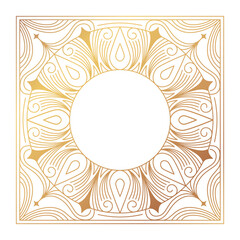 Vector design element and illustration in simple linear style - boho arch logo design element and frame for social media stories and posts, square border with ornament and copy space for text..