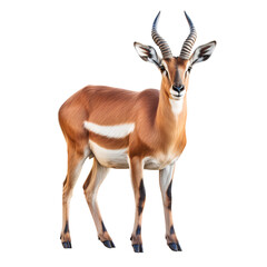 Gazelle antelope full body standing, isolated on transparent background