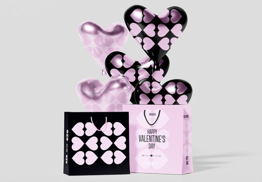 Bags with Balloons Valentine's Theme Mockup