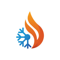 Air Conditioning Logo, HVAC Logo Concept with Fire Heating Cooling Snowflake Conditioning symbol