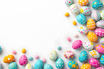 Fototapeta na wymiar Easter eggs background for copy space