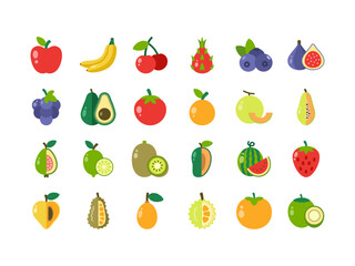 Set of Fruits in Flat Icon Style Vector Illustration Design.