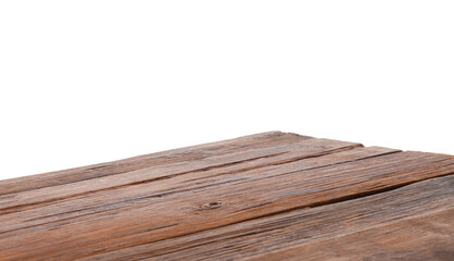 Fototapeta premium Empty brown wooden table isolated on white