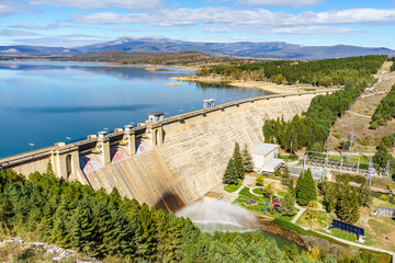 Dam on Embalse de Aguilar de Campoo, Spain.