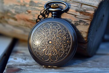 Fototapeta na wymiar A classic Elegant pocket watch with intricate engravings