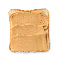 Tasty peanut butter sandwich isolated on white, top view