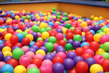 Ball pit with many colorful balls in play room