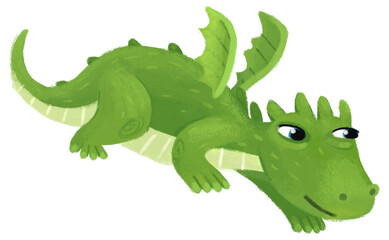 cartoon happy and funny colorful dragon or dinosaur isolated illustration for children