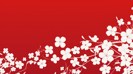 A red background with flowers
